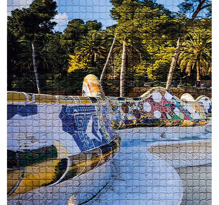 Living room roller blind with park güell views - TenStickers