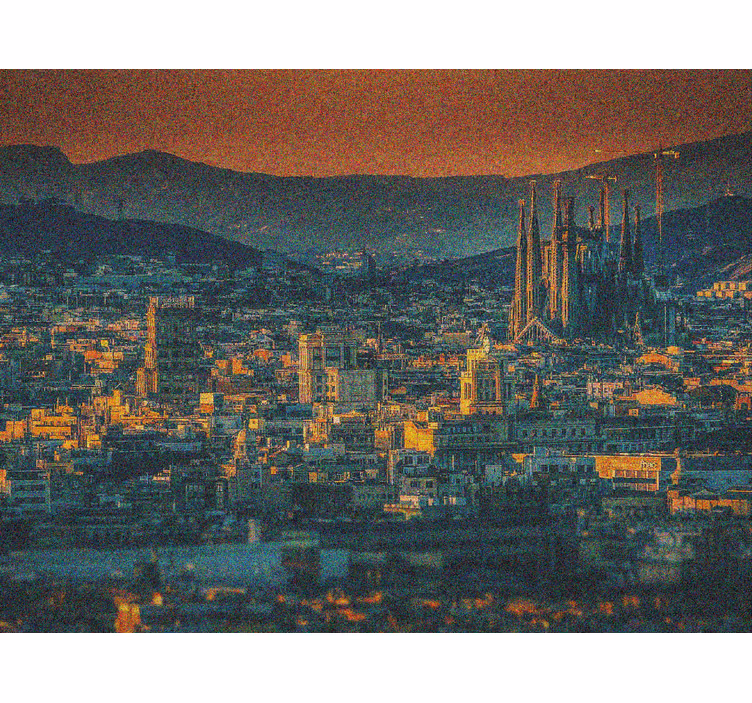 Living room roller blind barcelona night view - TenStickers
