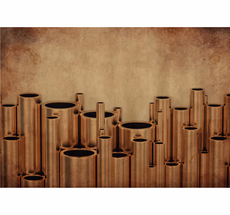 Living room roller blind industrial copper pipes white - TenStickers