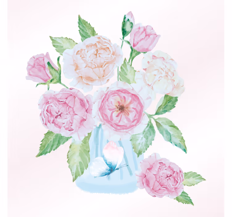 Living room roller blind with floral butterfly jar - TenStickers