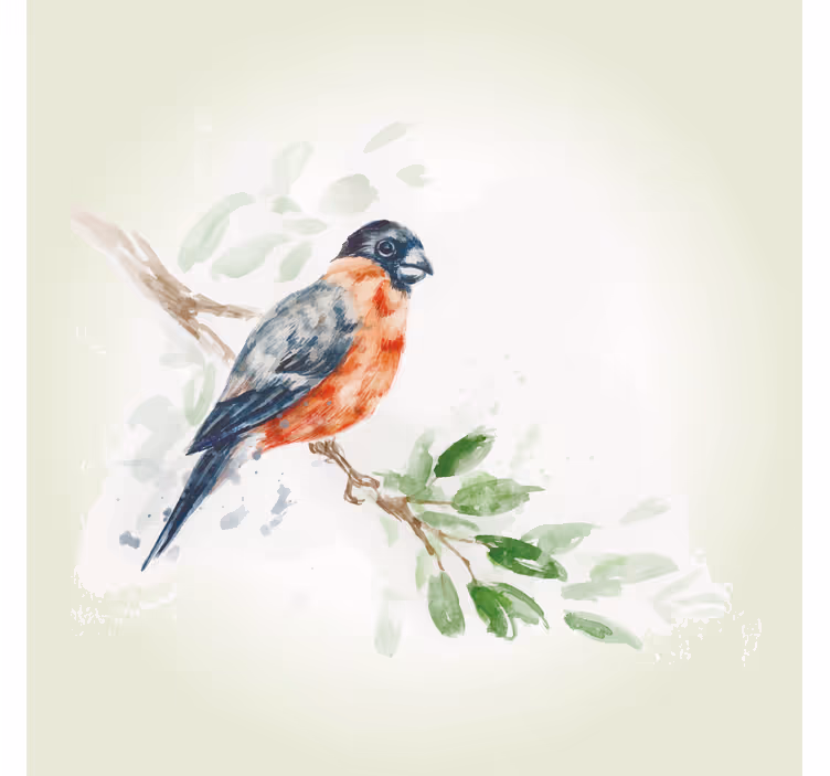 Living room roller blind with pastel bird painting - TenStickers