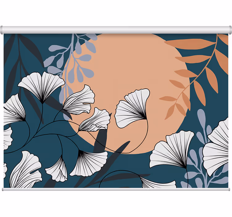 Living room roller blind in colorful ginkgo glamour style - TenStickers