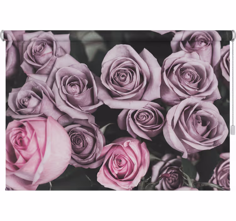 Living room roller blind elegant pink roses design - TenStickers