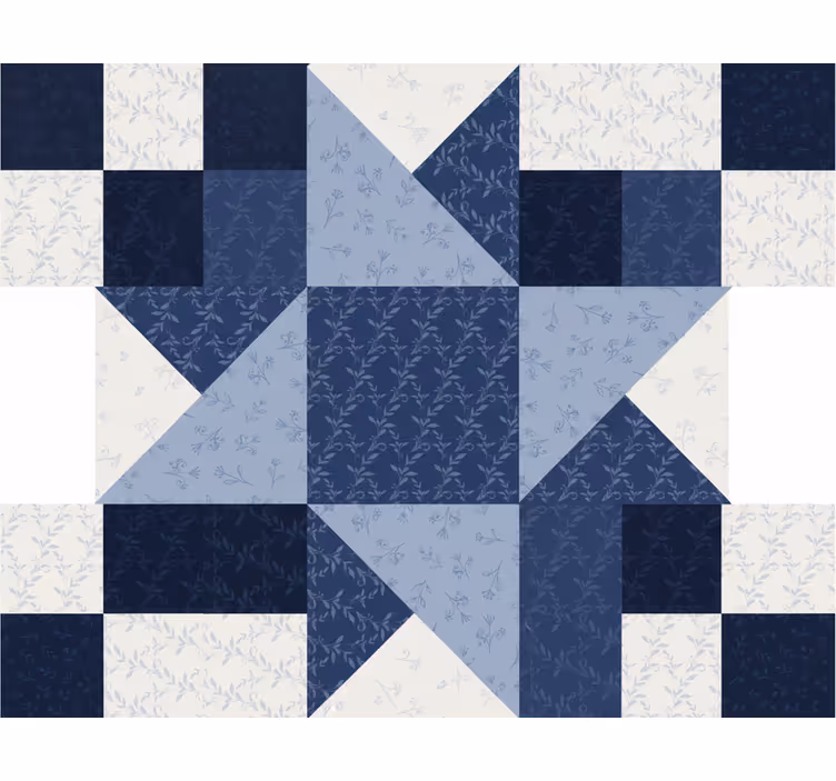 Living room roller blind in patchwork blue star triangle - TenStickers