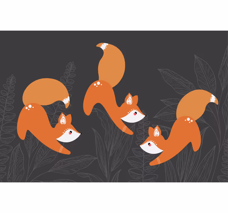 Living room roller blind with forest foxes design - TenStickers