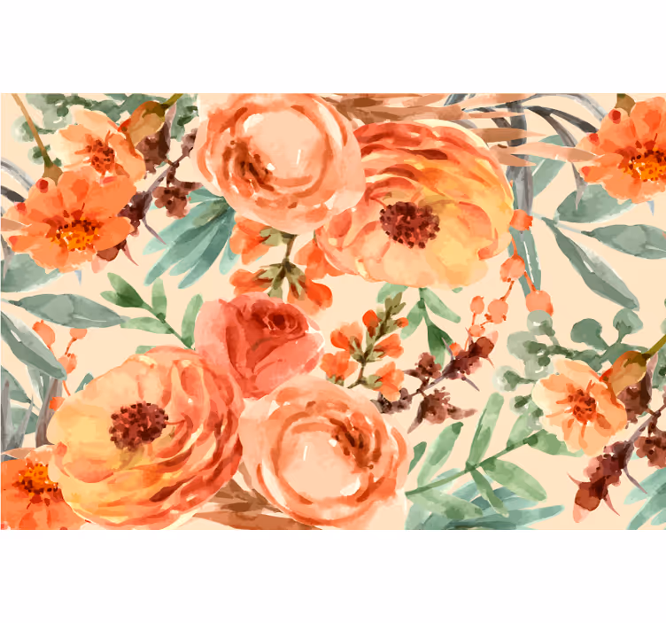 Peony watercolour flowers bedroom roller blind - TenStickers