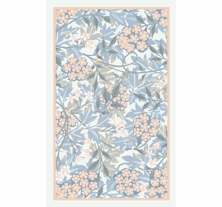 Bedroom roller blind with white and blue plants - TenStickers