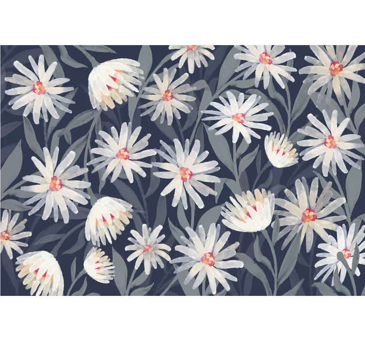 Bedroom roller blind with blue daisy flower design - TenStickers