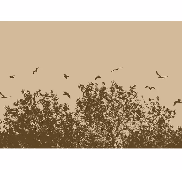 Beige roller blind with spring flowers and birds - TenStickers
