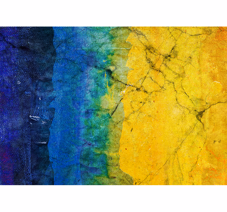 Bedroom roller blind blue and yellow abstract art - TenStickers