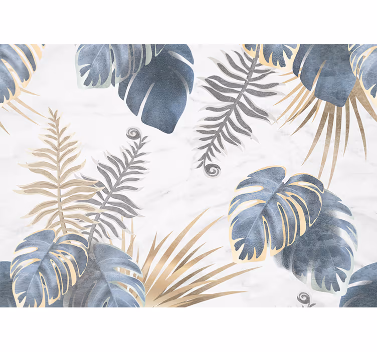 Bedroom roller blind with blue tropical plants design - TenStickers