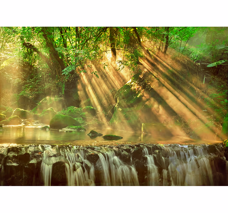 Bedroom roller blind beautiful forest small waterfall - TenStickers