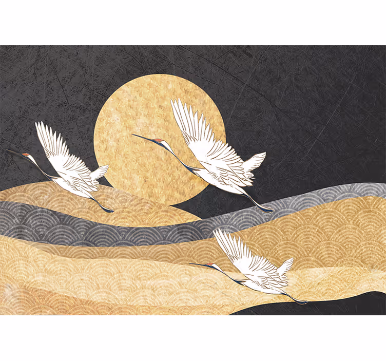 Bedroom roller blind with flying oriental birds - TenStickers
