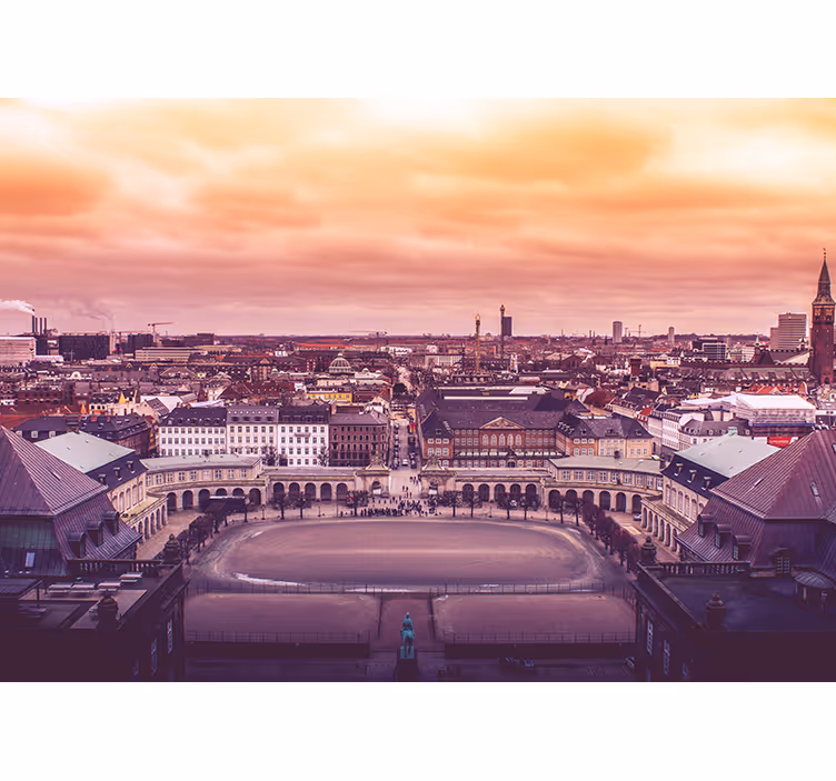 Bedroom roller blind skyview of copenhagen - TenStickers