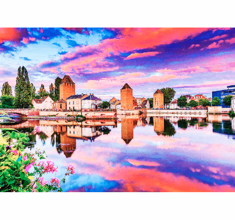 Bedroom roller blind pink sky reflection - TenStickers