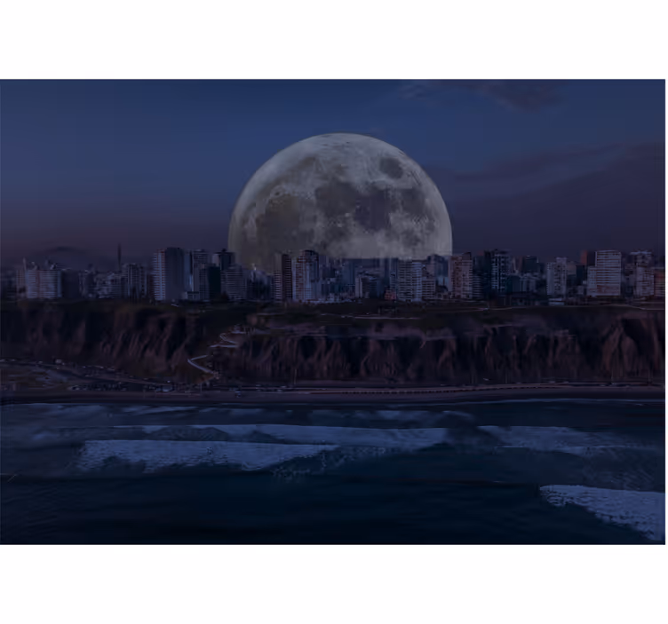 Bedroom roller blind with night views of costa verde - TenStickers