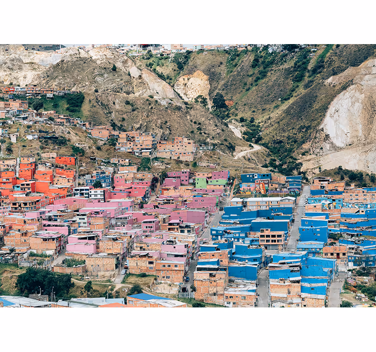 Bedroom roller blind colorful houses of bogotá - TenStickers