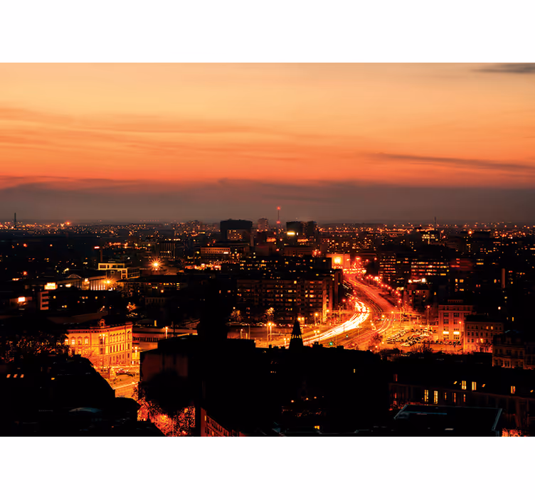Bedroom roller blind wrocław night skyline - TenStickers