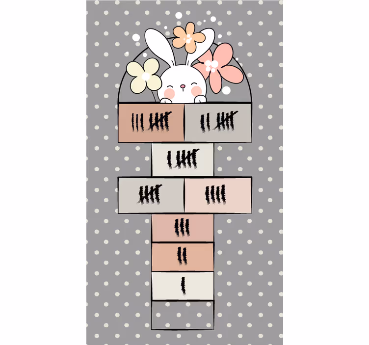 Gray roller blind nordic rabbit hopscotch - TenStickers