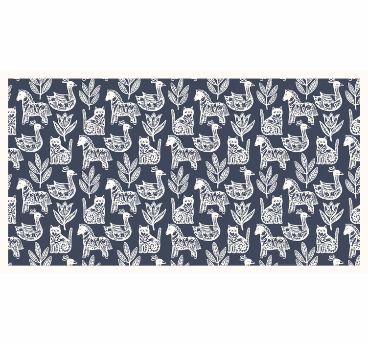 Gray roller blind with folk horses design - TenStickers