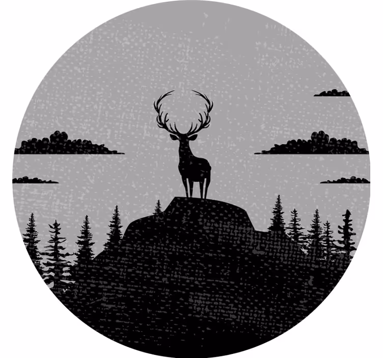 Gray roller blind with grey and black stag design - TenStickers