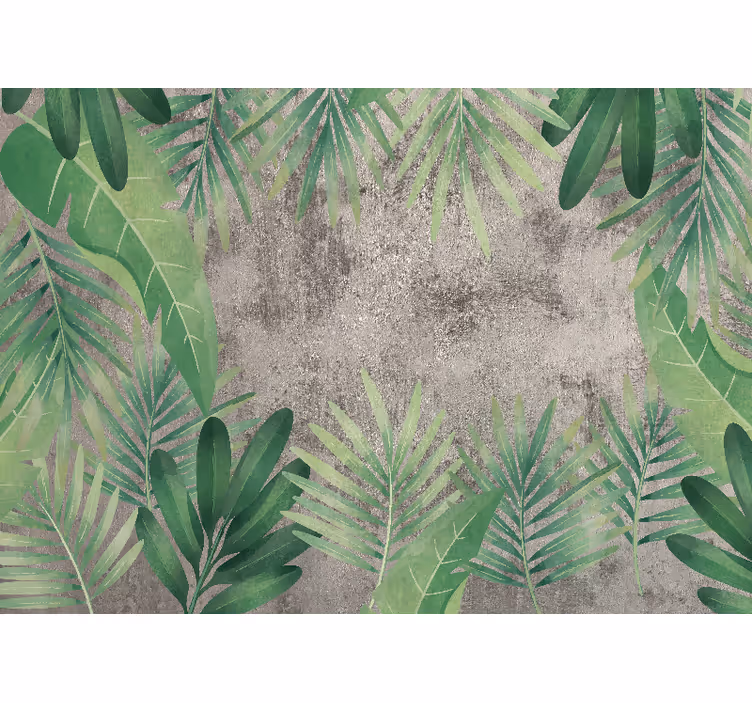 Bedroom roller blind with tropical plants on concrete - TenStickers