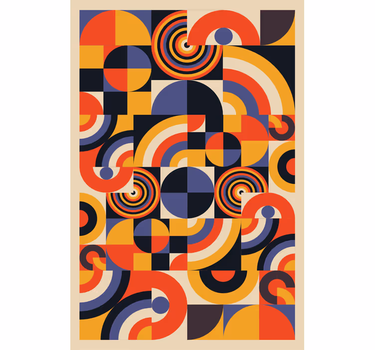 Living room roller blind with colorful bauhaus circles - TenStickers