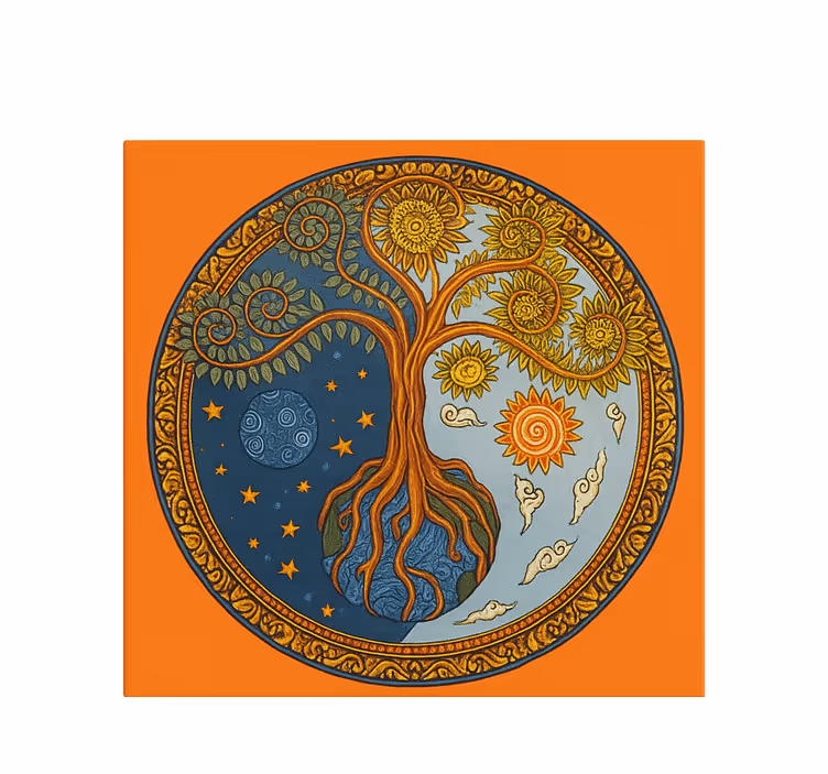 Living room roller blind spiritual tree of life - TenStickers