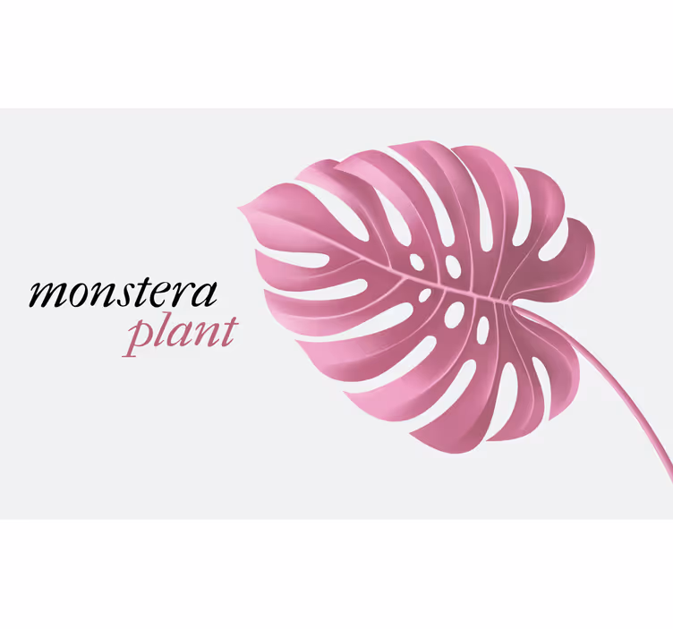 Bedroom roller blind in pink minimalist monstera style - TenStickers