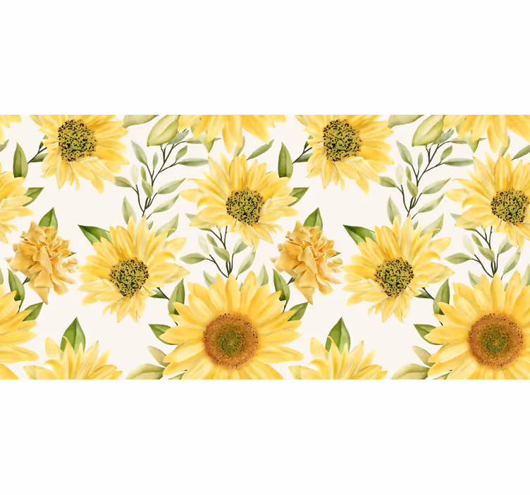 Bedroom roller blind sunflower on white background - TenStickers