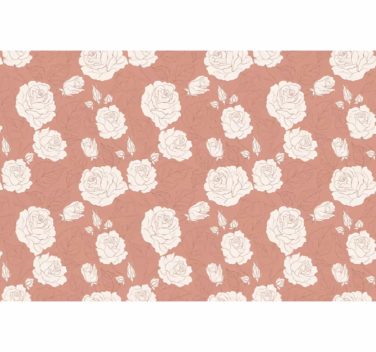 Bedroom roller blind in terracotta big roses - TenStickers