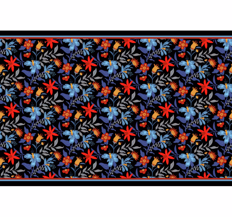 Bedroom roller blind flowerprint 'tricot' black - TenStickers