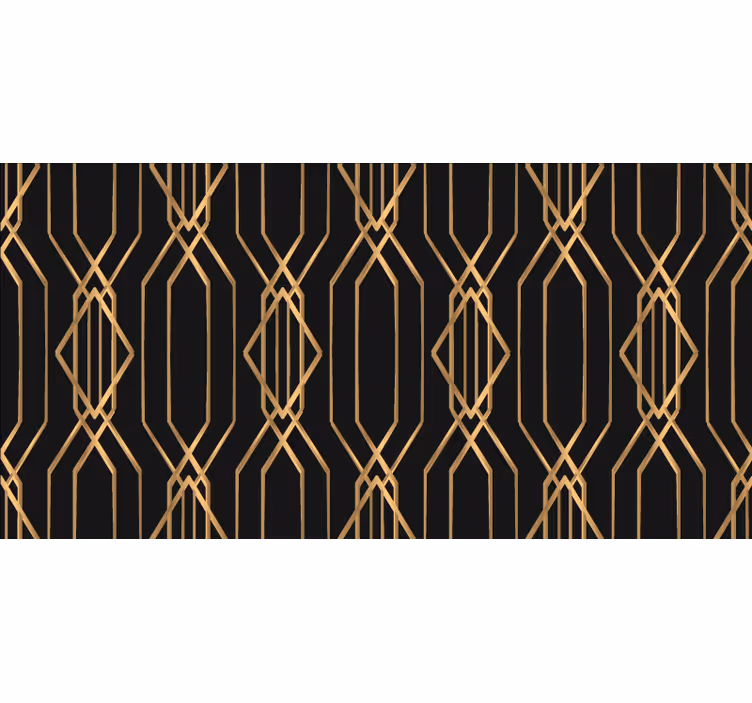 Bedroom roller blind with geometric black and gold design - TenStickers