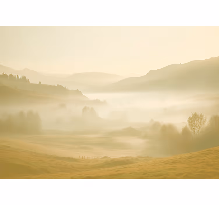 Bedroom roller blind in beige and misty views - TenStickers
