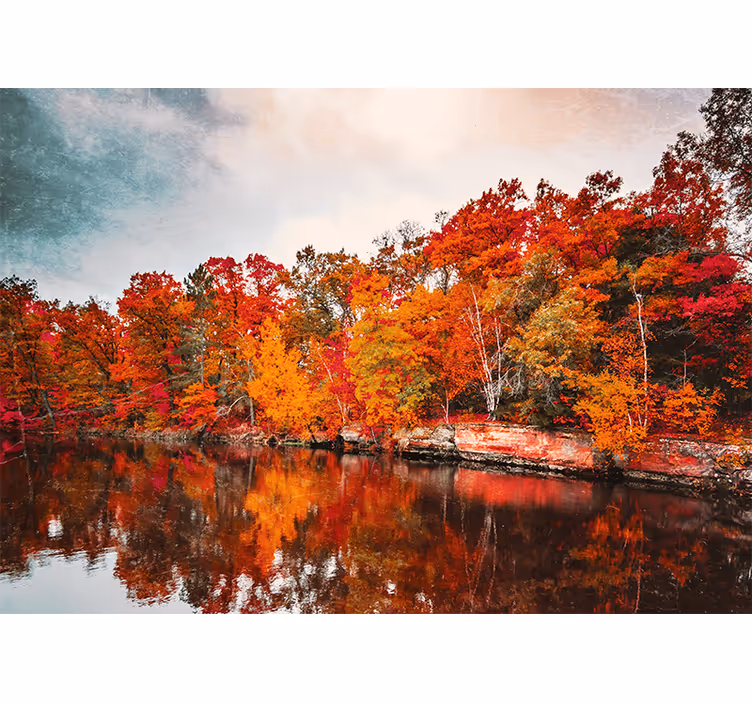 Autumn forest reflection in lake bedroom roller blind - TenStickers