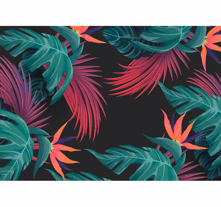Bedroom roller blind in turquoise tropical leaves - TenStickers