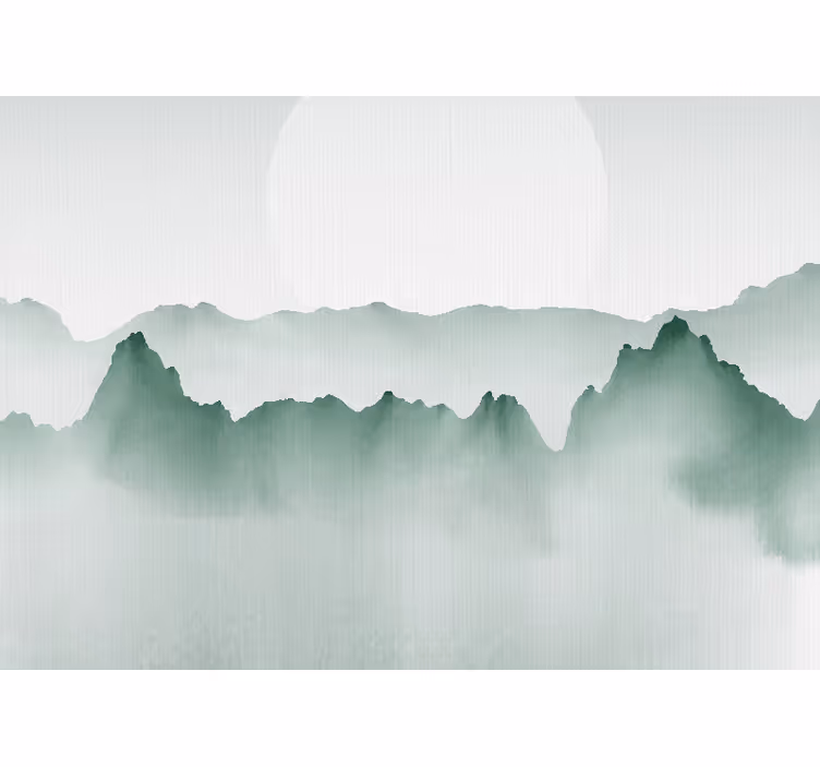 White roller blind japandi style abstract landscape - TenStickers