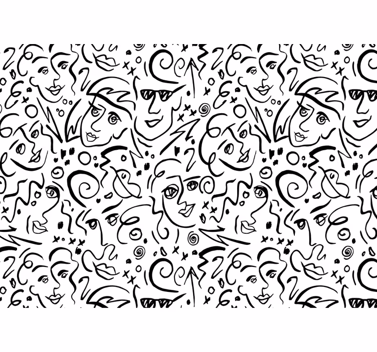 White roller blind with black and white graffiti art - TenStickers