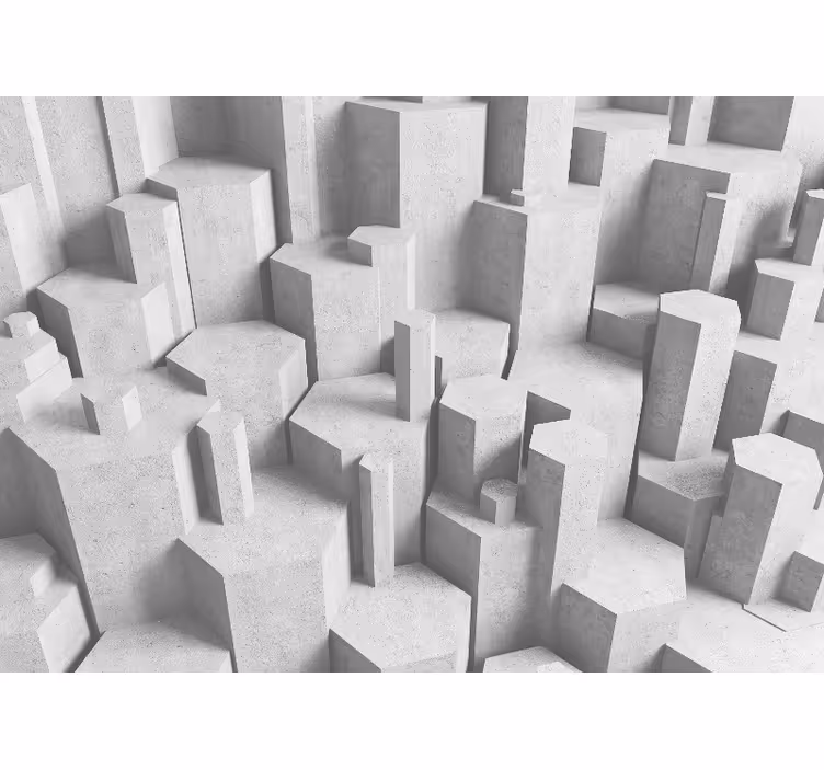 White roller blind with 3d concrete shapes - TenStickers