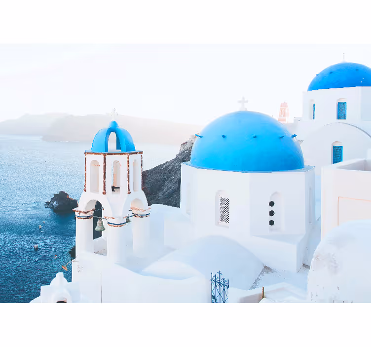 White roller blind inspired by santorini's charm - TenStickers