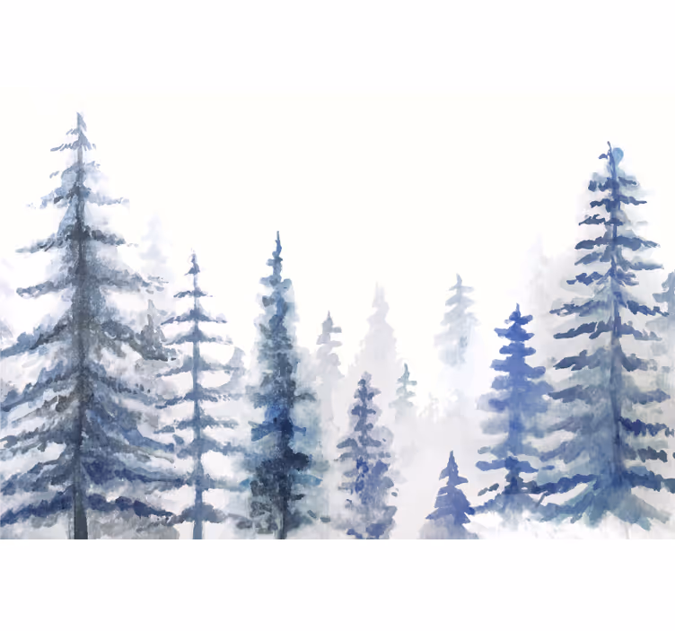 White roller blind foggy forest wallpaper - TenStickers