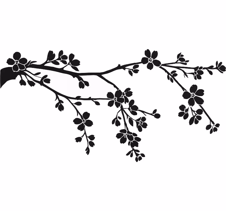 White roller blind with black tree branch design - TenStickers