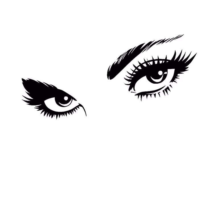 White roller blind with woman's eyes looking - TenStickers