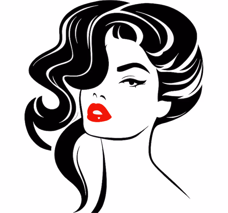 White roller blind pretty woman with red lips - TenStickers