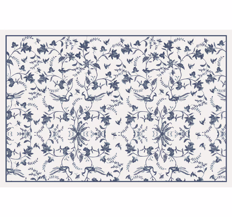 Living room roller blind botanical blue design - TenStickers