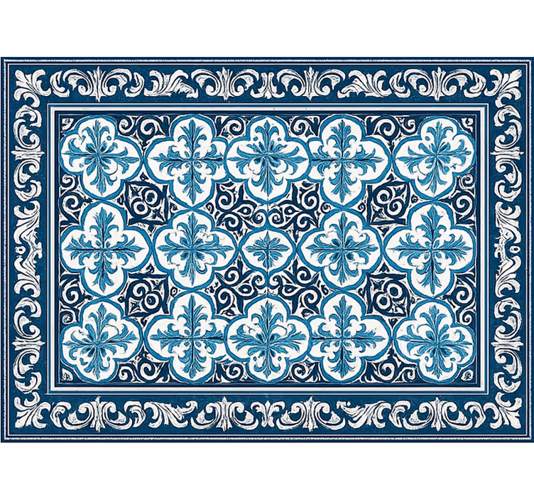 Living room roller blind portuguese pattern blue - TenStickers