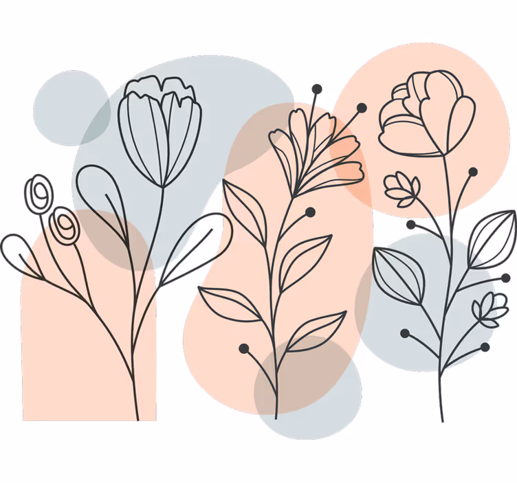 Bedroom roller blind with minimalist floral design - TenStickers