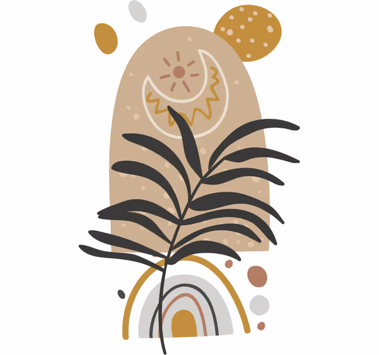 Bedroom roller blind with boho style plant design - TenStickers