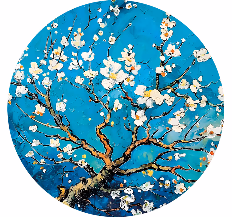 Bedroom roller blind with round blue floral design - TenStickers