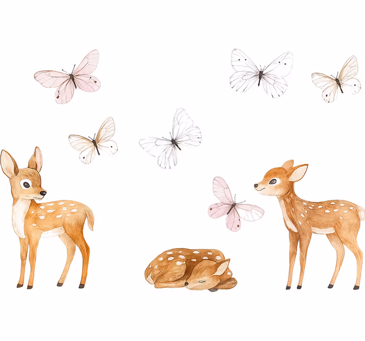 Bedroom roller blind little deer with butterflies - TenStickers